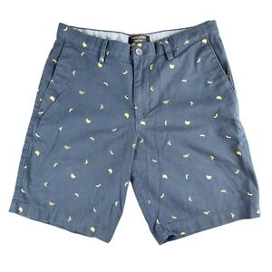 Banana Republic Aiden Shorts Mens 32 Navy Blue Banana Print Chino Slim 9in